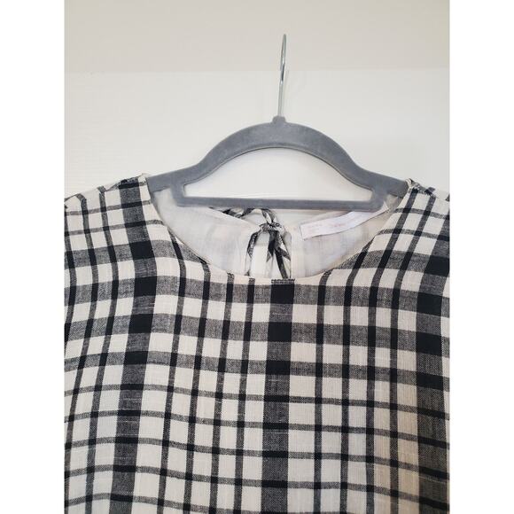 Zara Trafaluc Plaid Embroidered Drop Waist Super Cute Mini Dress, Size Small - Picture 3 of 13